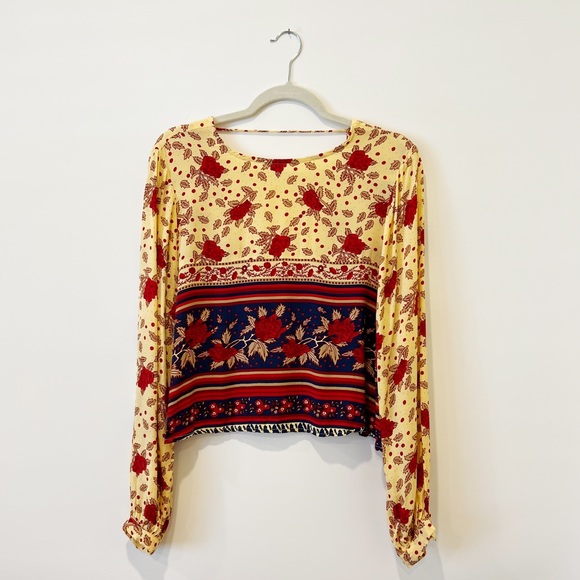 Faithfull the Brand Tops - Faithful The Brand Floral Top Blouse Open Back Rose Buds Print Long Sleeve 4
